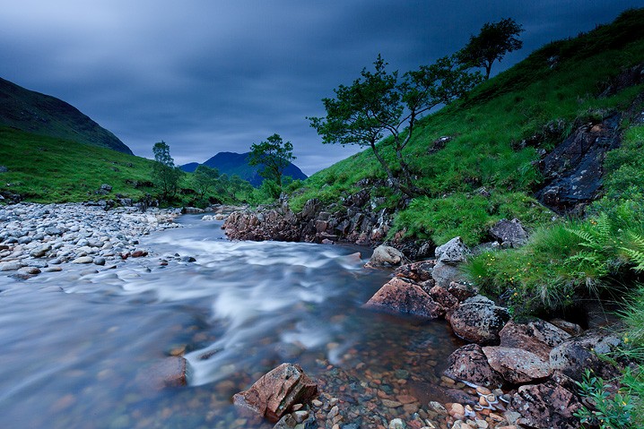 Landschaft River Etive Blaue Stunde